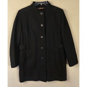 Women's Black 100% Wool Tailored Coat Worombo Fabric Classic Fit Medium
